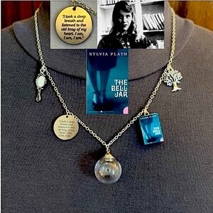 The Bell Jar Sylvia Plath Handmade Literature Necklace, Book Cover, Mirror